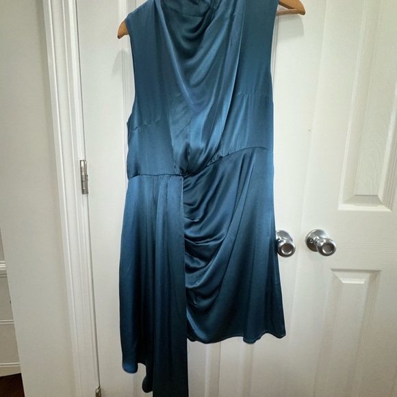 Anthropologie Silk Elegant Teal Sleeveless Dress - Picture 2 of 16